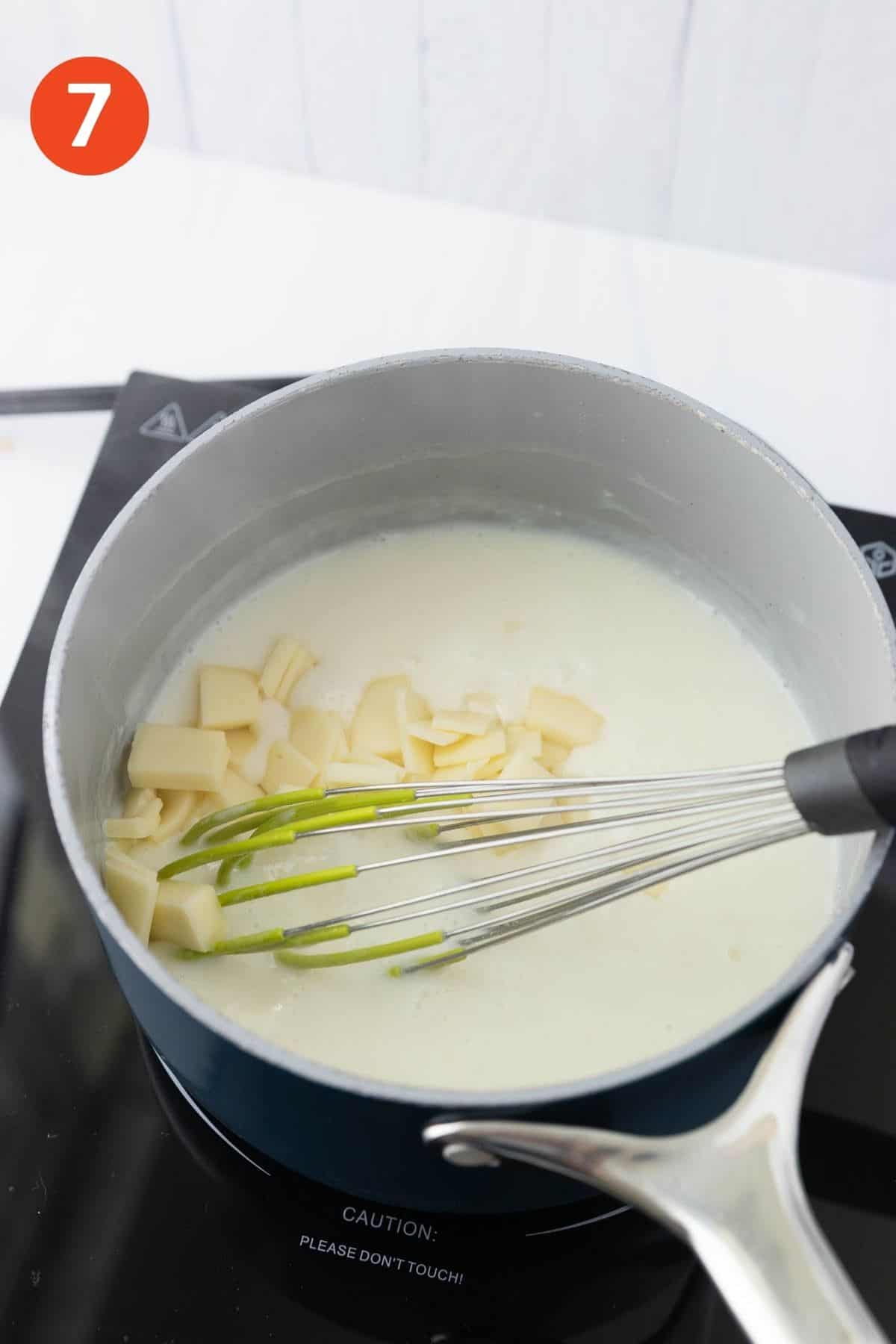 Provolone added to the creamy sauce.