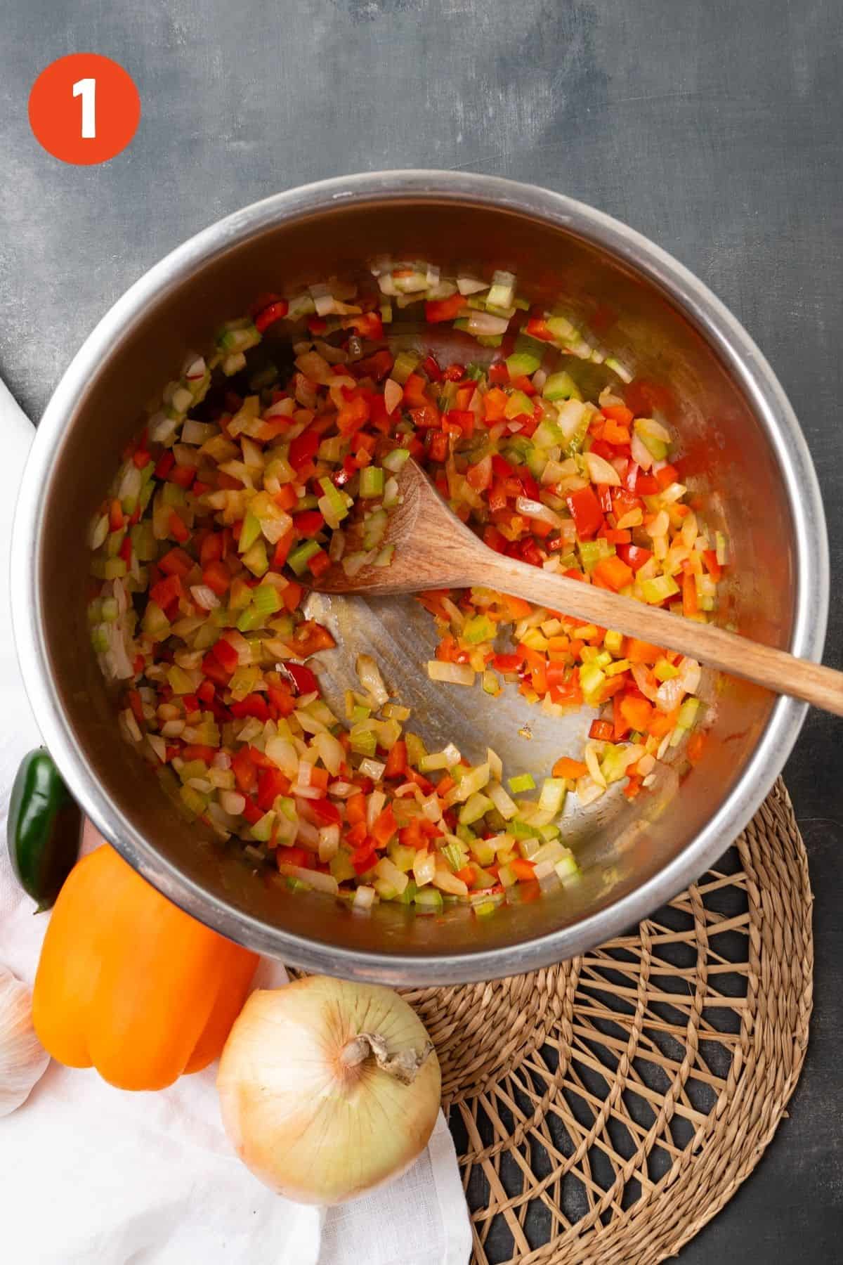 Vegetables cooking in the Instant Pot.