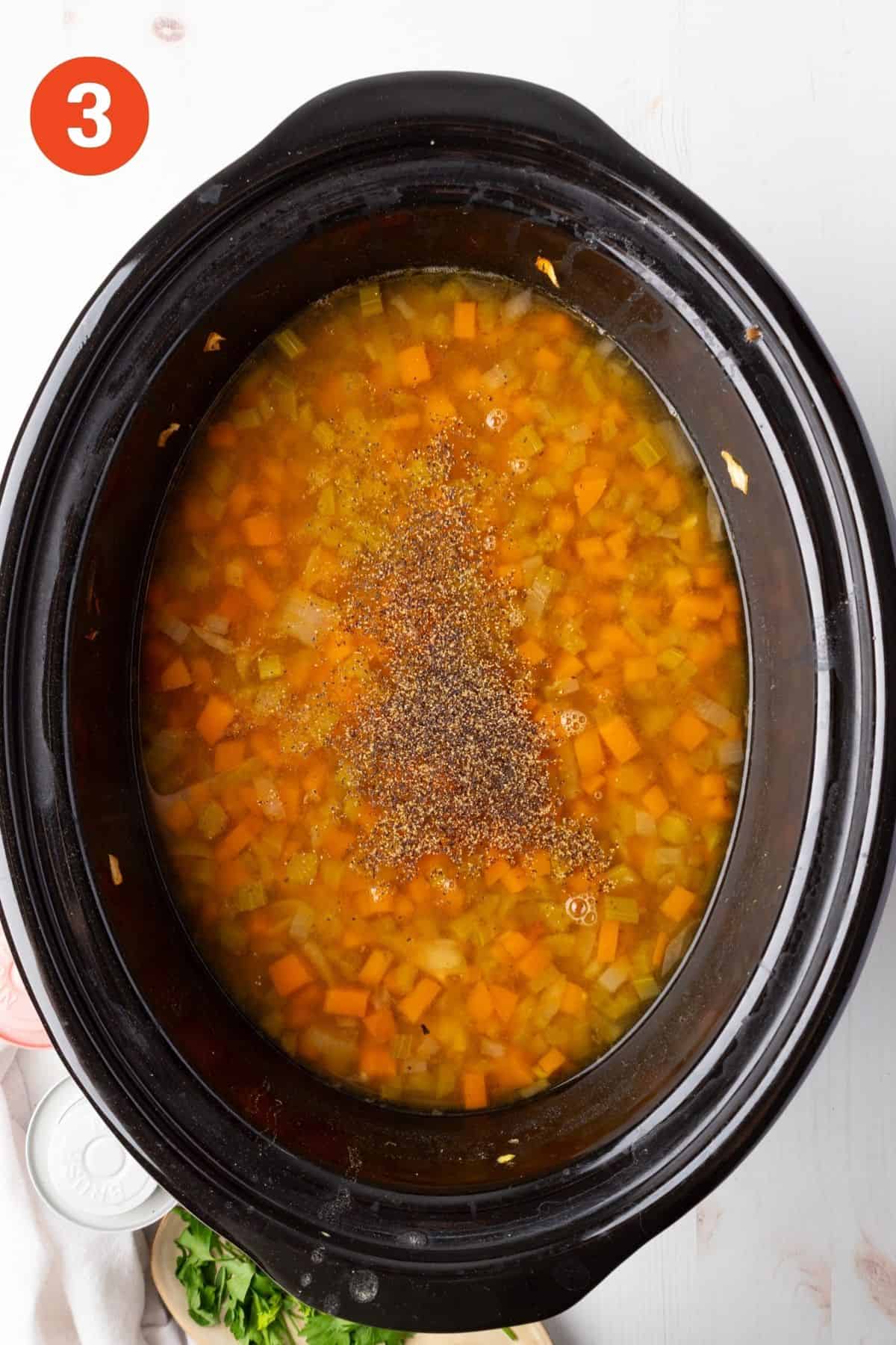 Seasoning added to the soup.