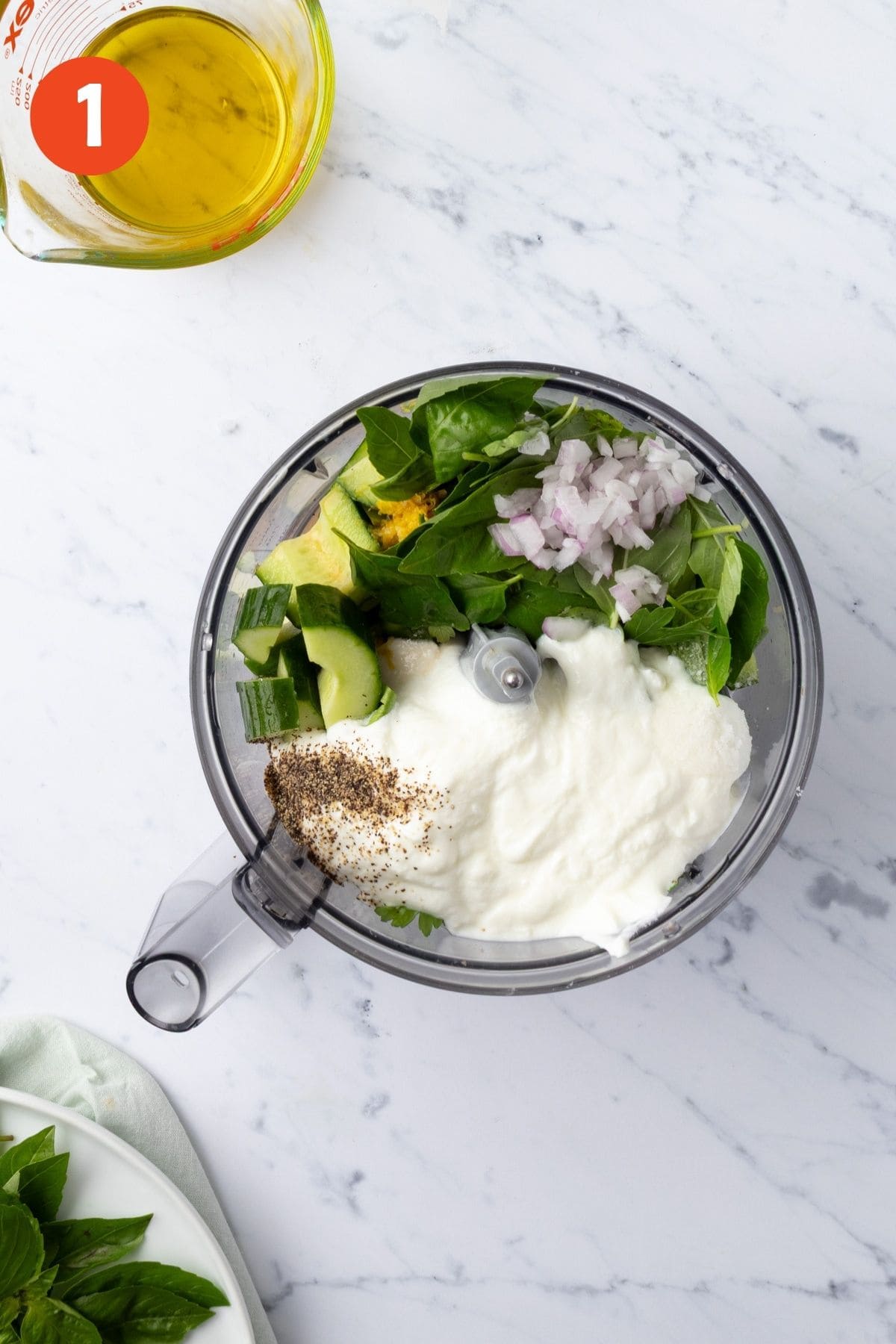 All ingredients in a food processor.