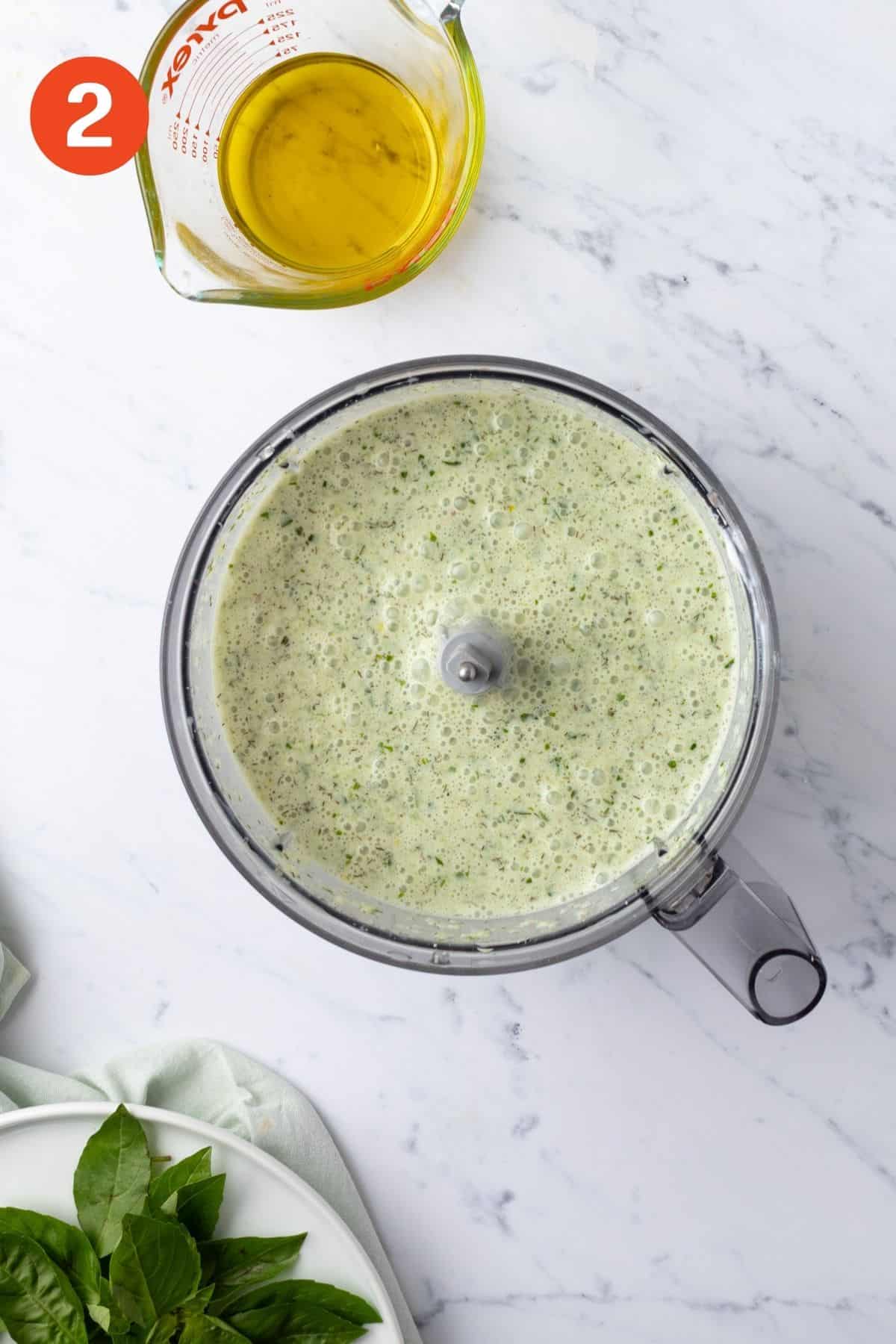 All the ingredients mixed in a food processor.