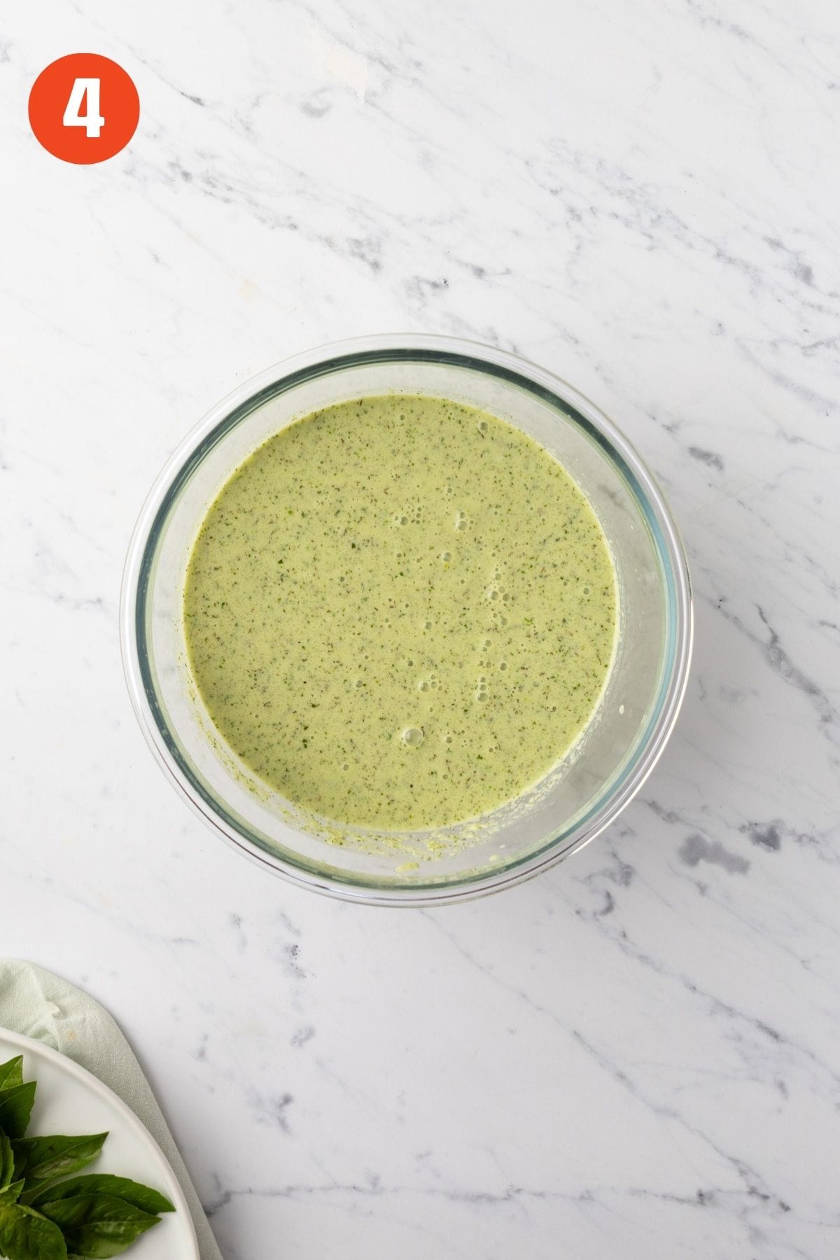 The cucumber soup in the bowl after blending.