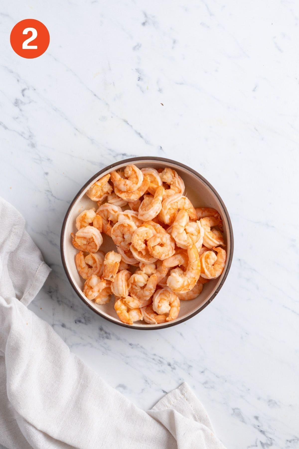 Shrimp in a bowl after cooking.